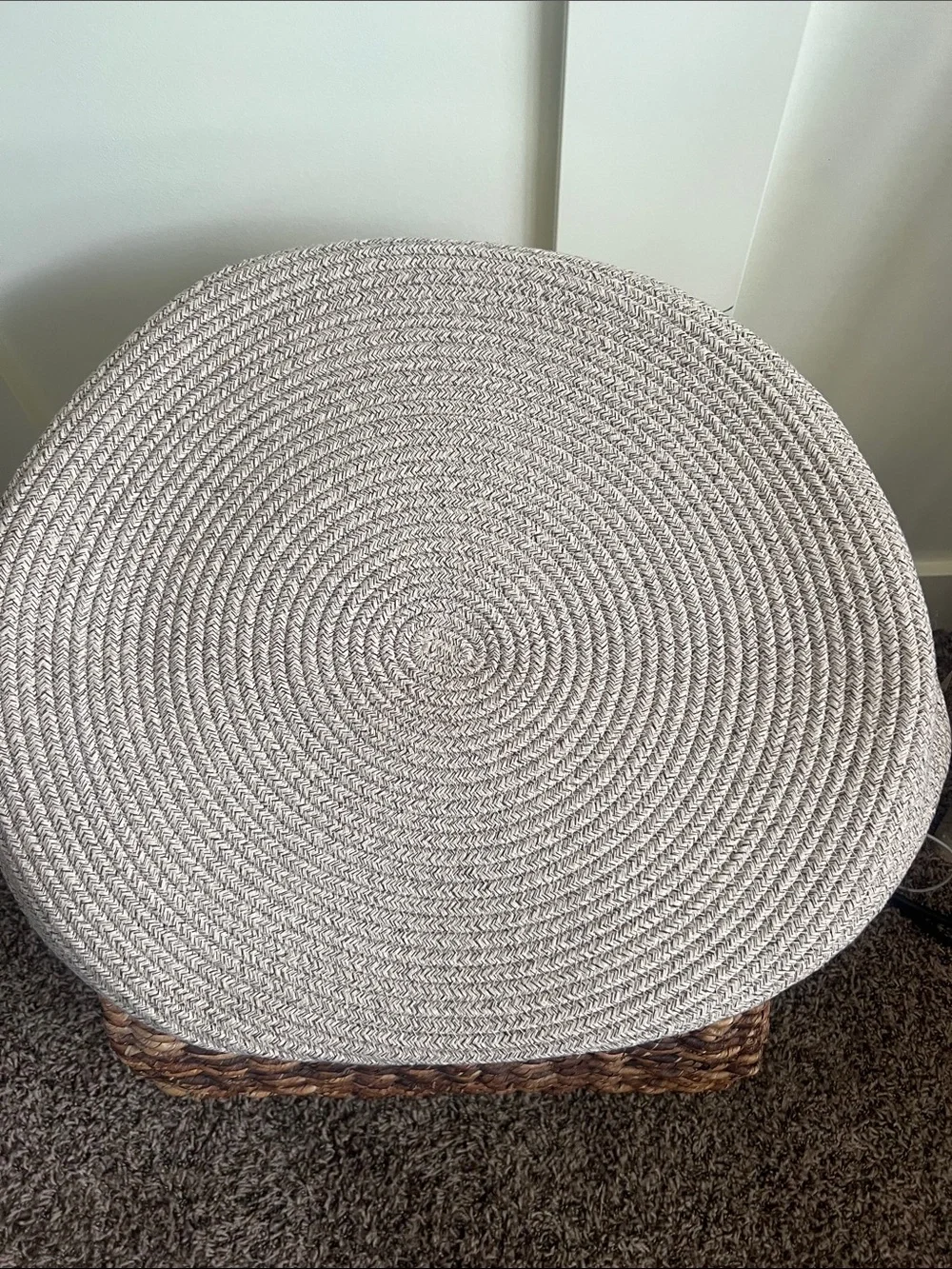 Two-Tone White and Tan Cotton Rope Storage Basket